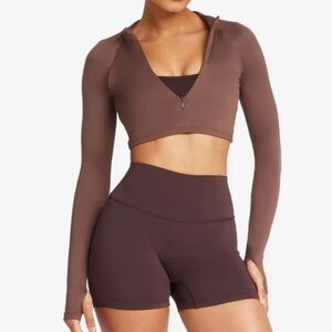 Crop Shop Boutique Brown Long Sleeve Crop Top